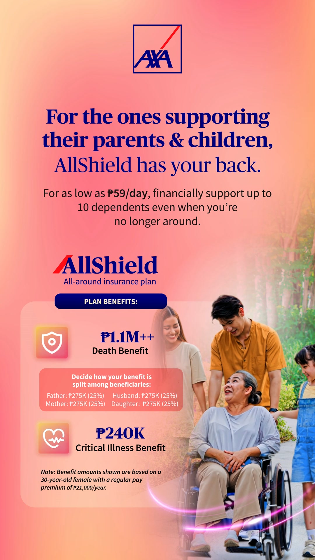 AXA Philippines Facebook ad: Insurance for Breadwinners