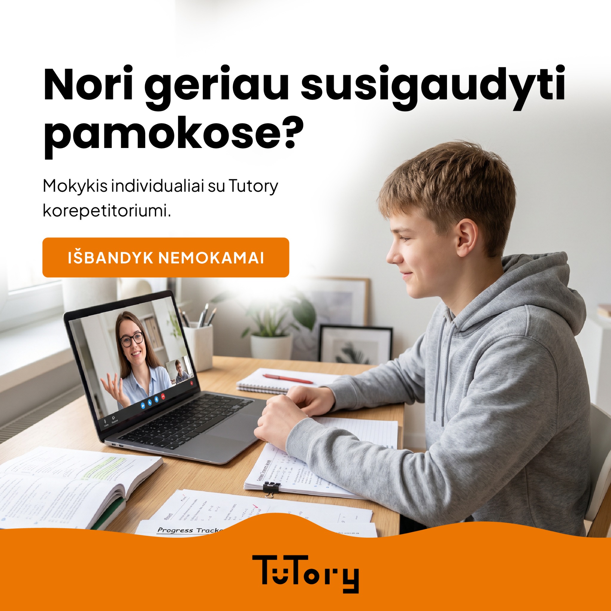 Tutory.lt Facebook ad: Korepetitoriai