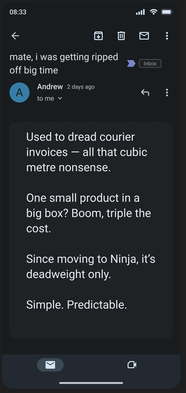 Ninja Logistics Facebook ad: Stop paying to ship air!