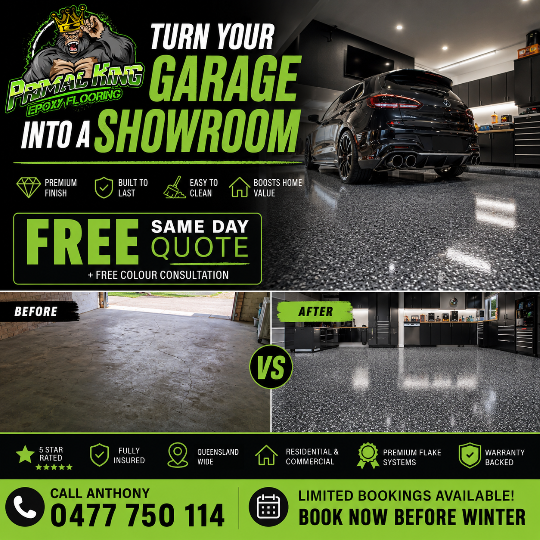 Primal King Epoxy Flooring Facebook ad: Epoxy Flake Flooring