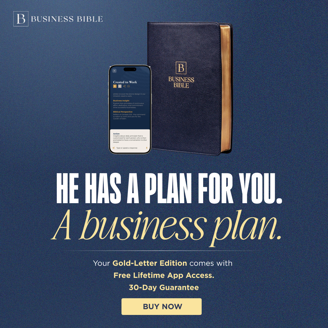 Business Bible Facebook ad: Discover what the Bible says about business.