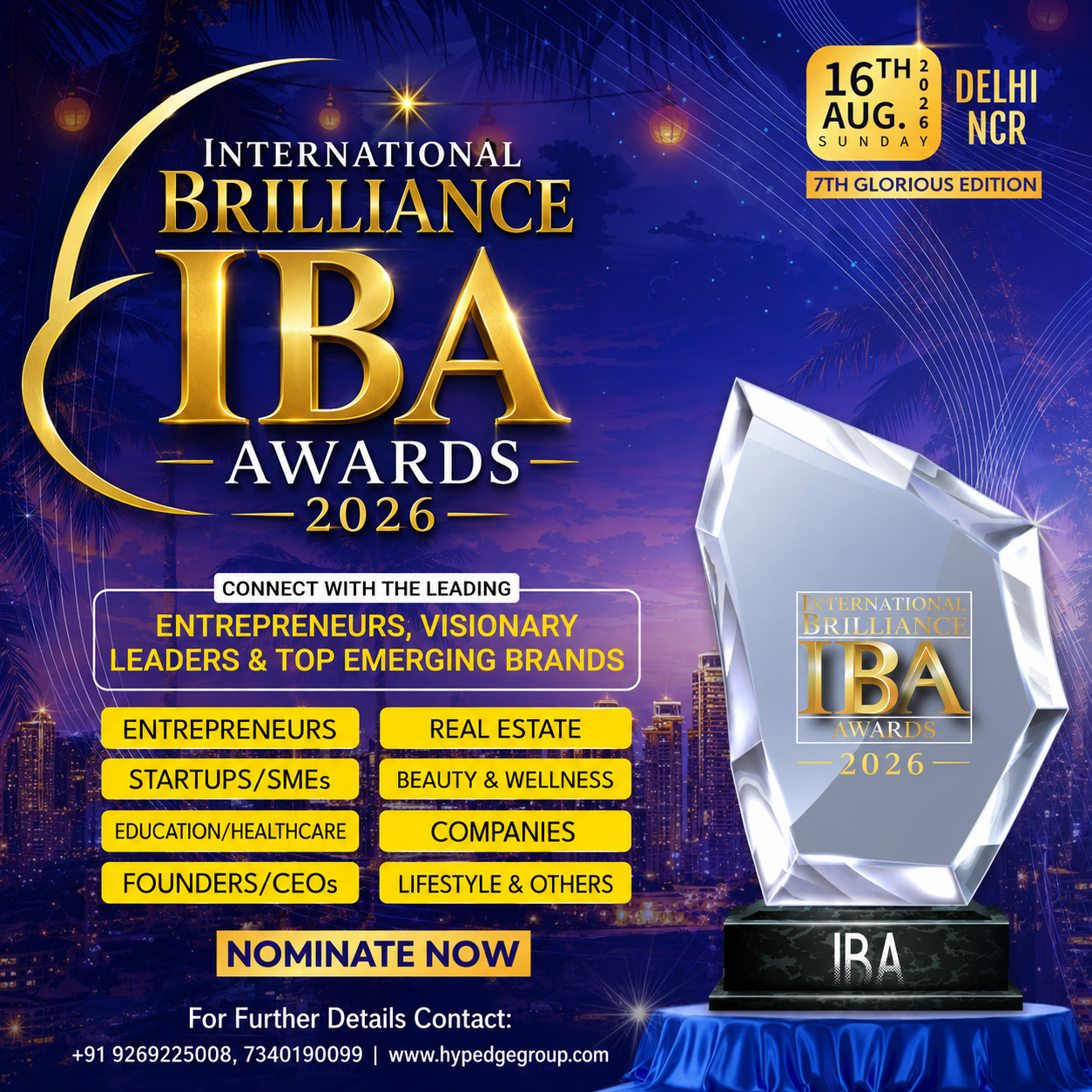 Hypedge Media Group Facebook ad: International Brilliance Awards 2026 - 7th Glorious…