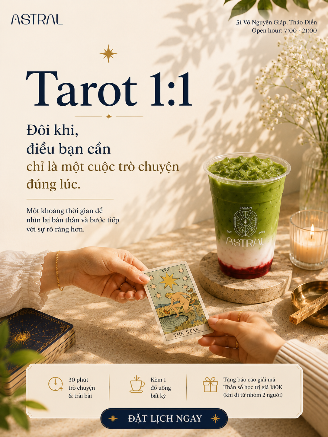 Astral Café & Patisserie Facebook ad: Đặt lịch qua Fanpage Astral nhé