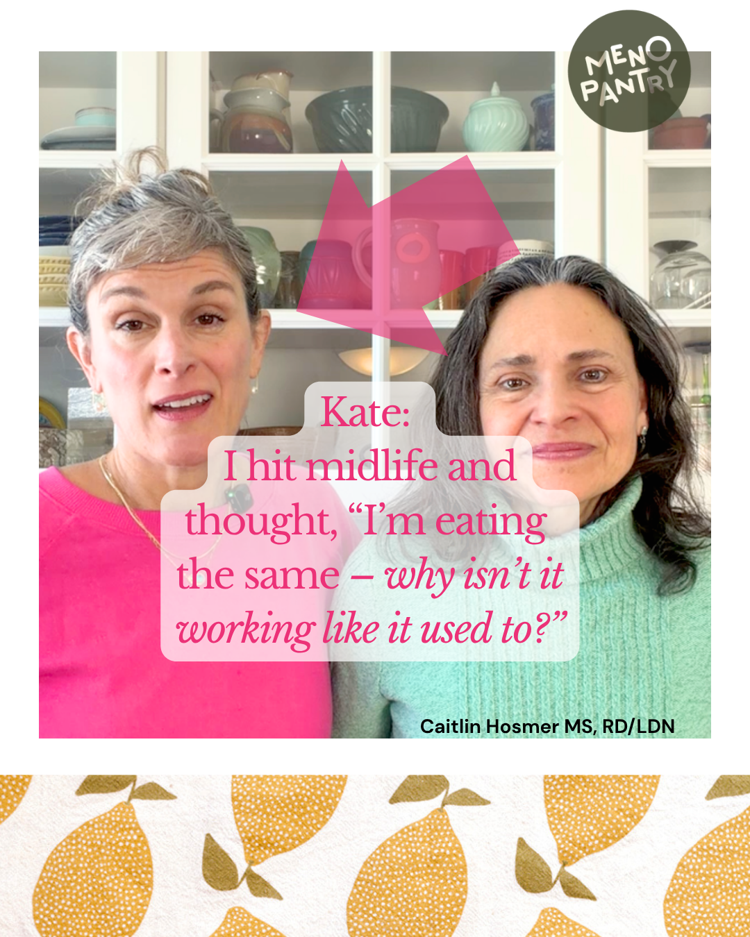 MenoPantry Facebook ad: Two friends - Kate struggled with peri-menopause symptoms…