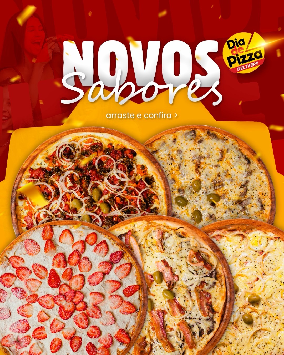 Dia de Pizza Nova Andradina Facebook ad: Lançamos 5 novos sabores e eles estão de…