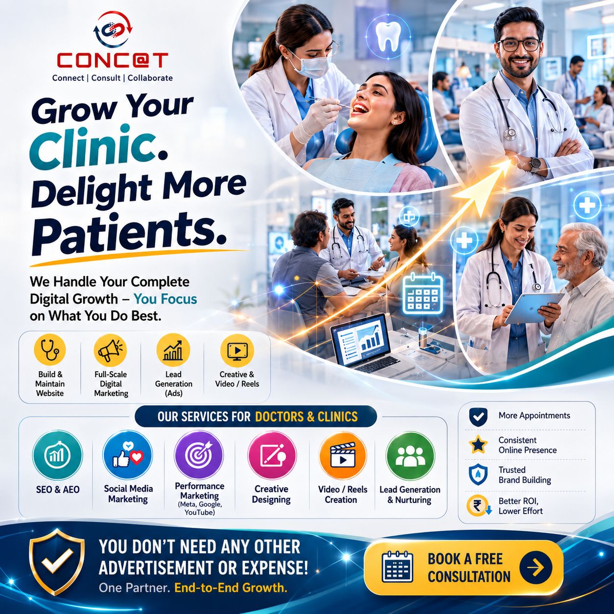 Concat Business Consulting Facebook ad: Grow Your Clinic & Attract More Patients