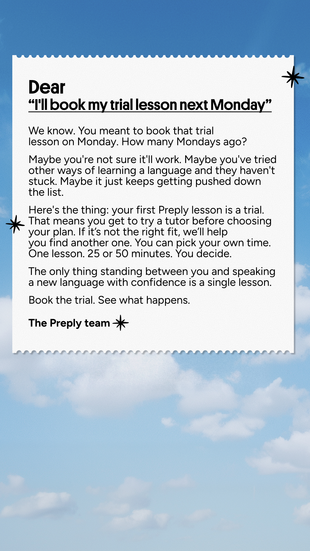 Preply Facebook ad