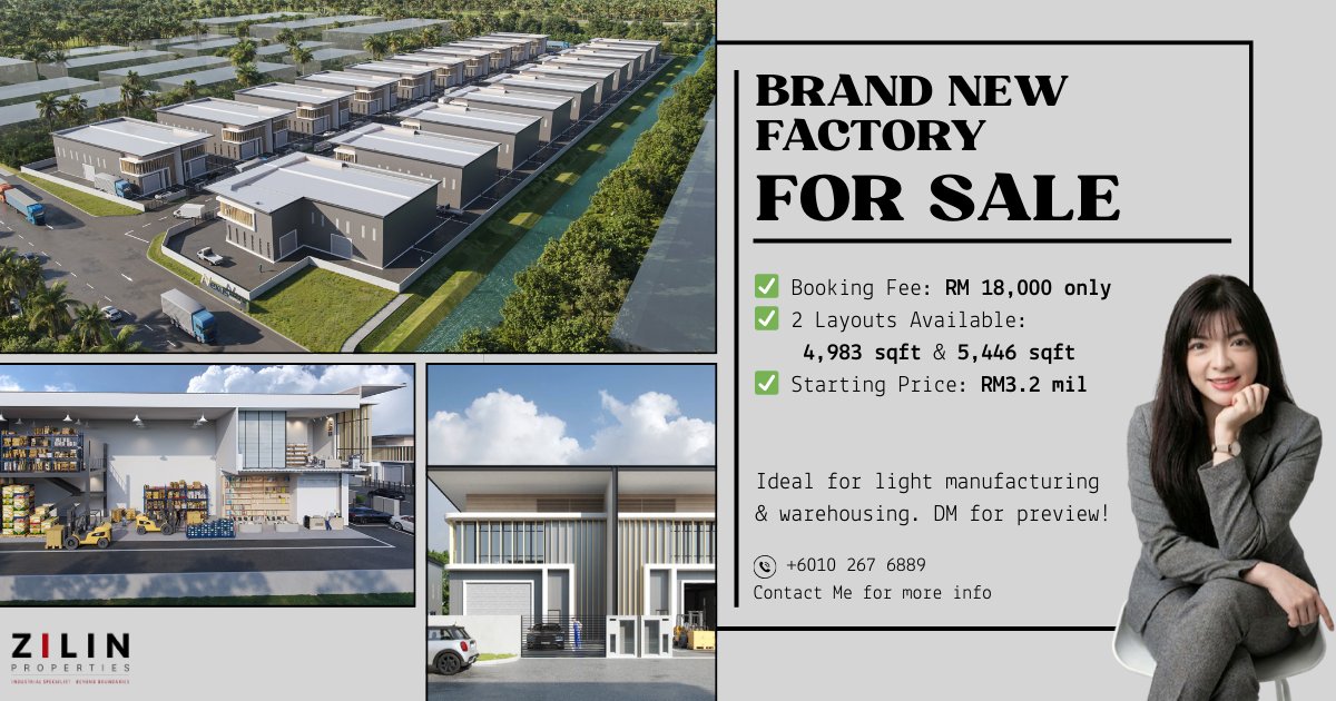 工业地产领路人Jaslynn-ZilinProperties Facebook ad: Industrial Warehouse Factory land | For Sale- Industrial2u