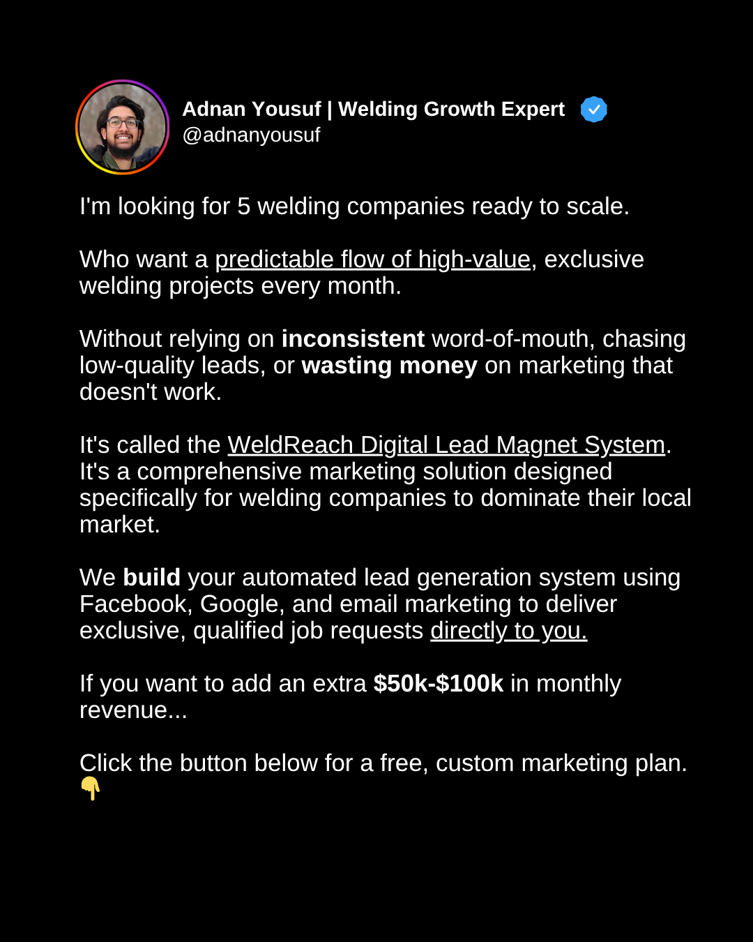 WeldReach Digital Facebook ad