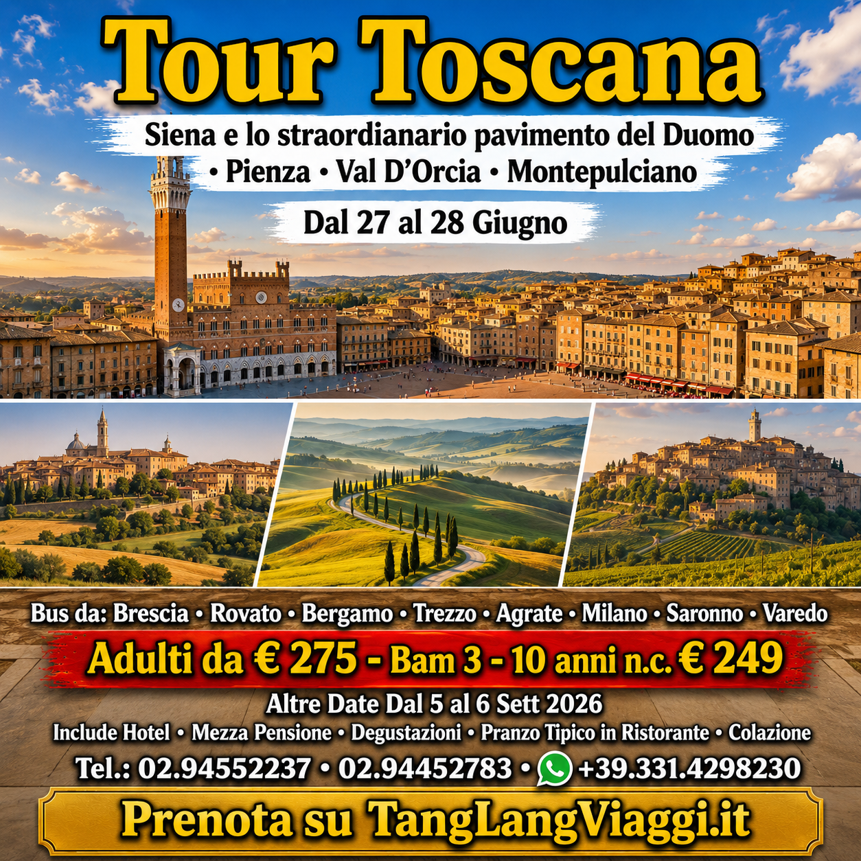 Tang Lang Viaggi Facebook ad: Tour Toscana: Weekend Completo da € 275!