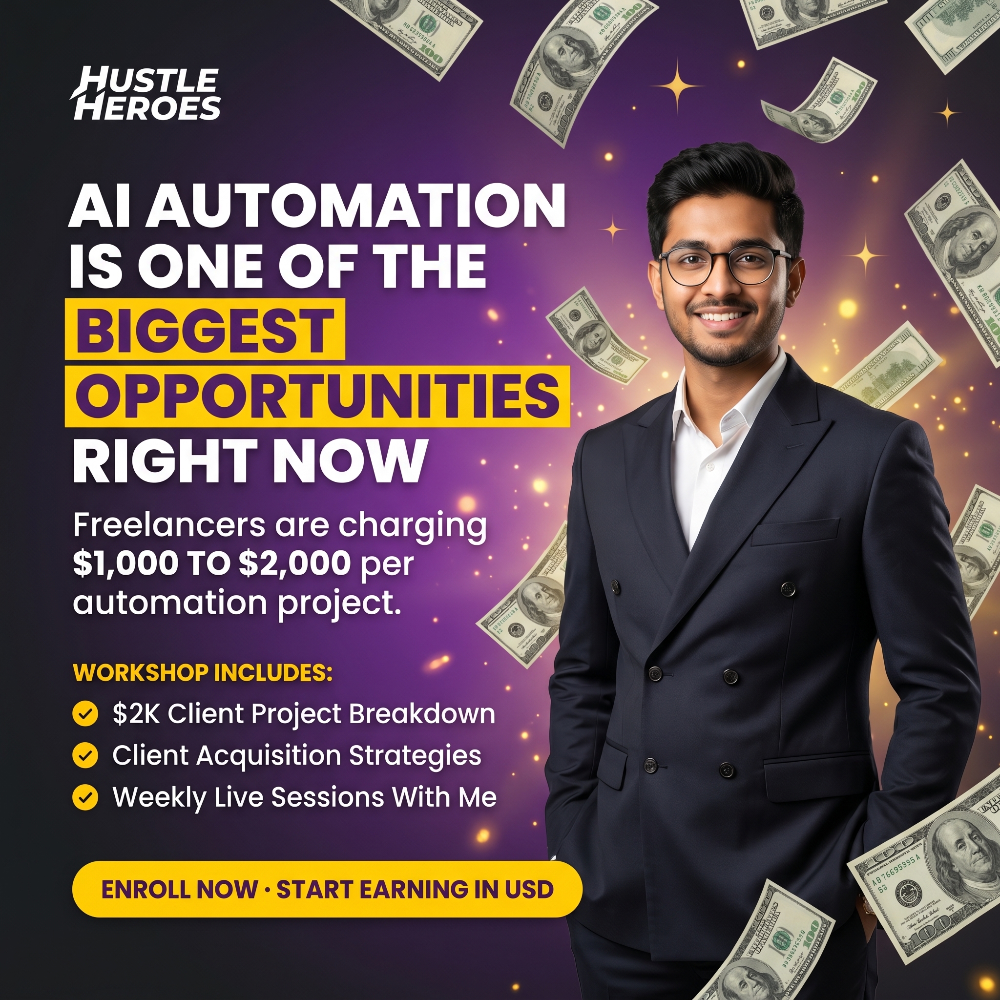 Hustle Heroes Facebook ad