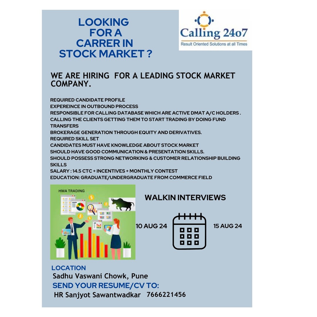 Calling24o7 BPO Services Pvt. Ltd. Facebook ad: We are hiring for the Stock market Process