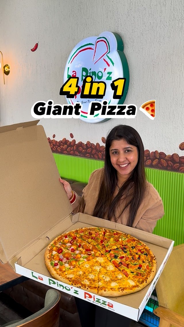 La Pino'z Pizza Facebook ad: 4 flavours. 1 GIANT pizza.