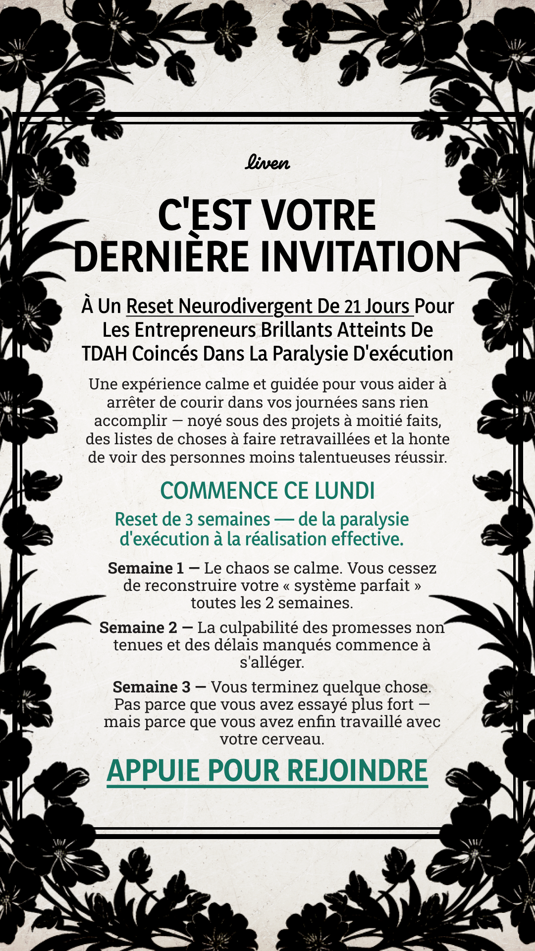 Liven: Train Your Brain to Switch Effortlessly Facebook ad: Le TDAH, c'est OK, mais ignorer l'autosabotage ne l'est pas!