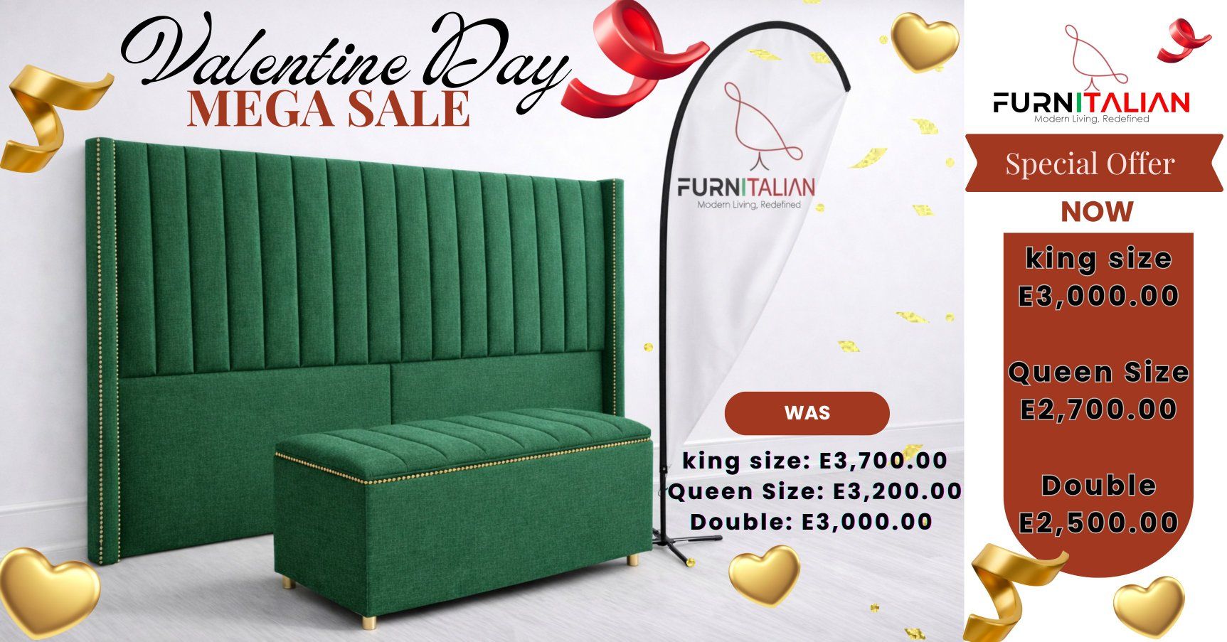 FurnItalian Facebook ad: VALENTINE’S FLASH SALE, LIMITED STOCK
