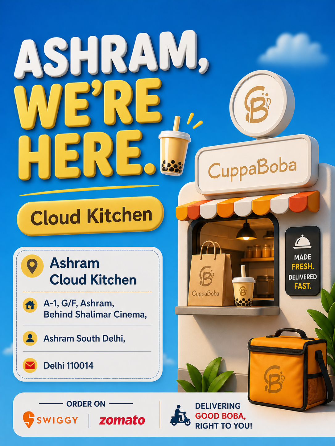 CB Bubble Tea Shop Facebook ad: Ashram, your boba era just started