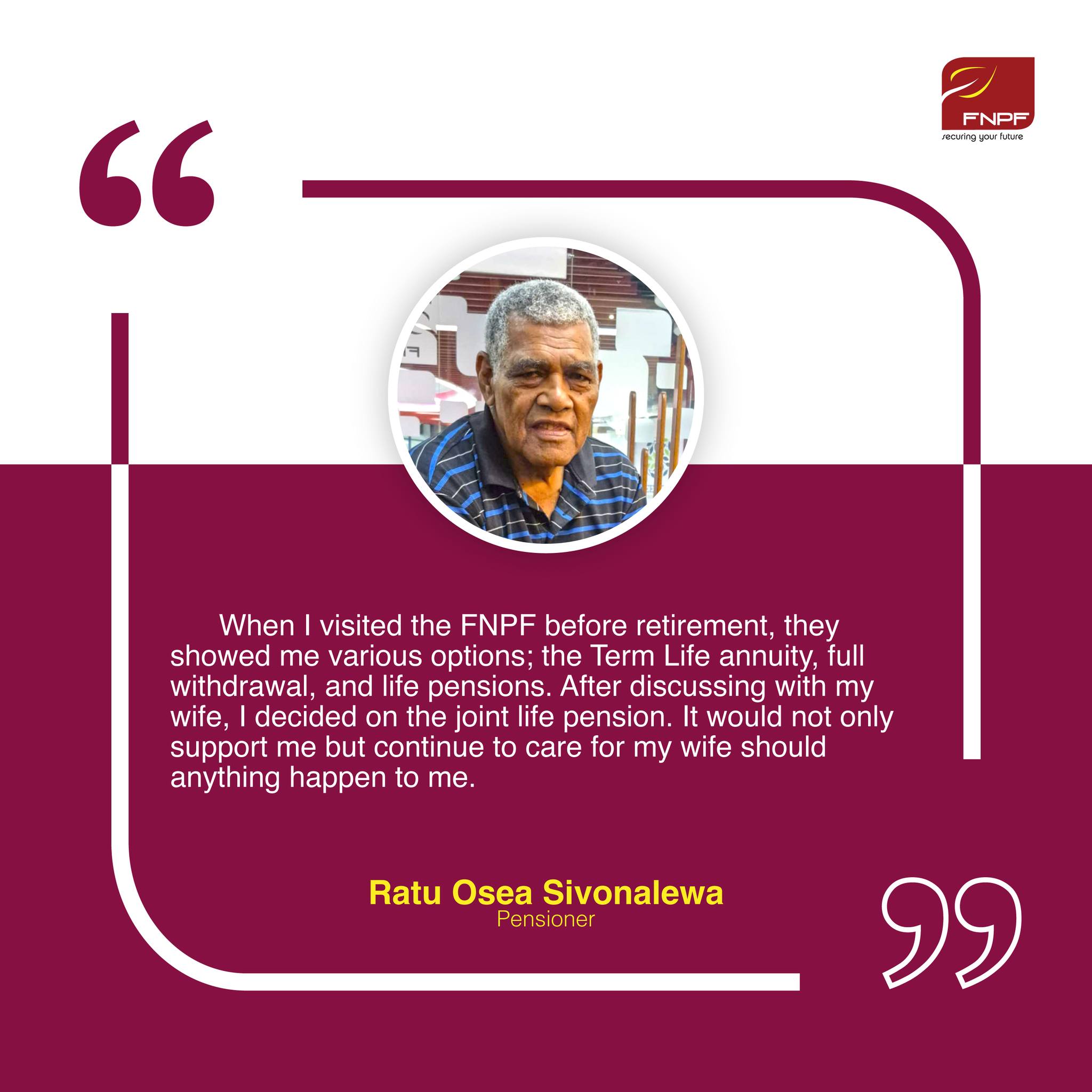 Fiji National Provident Fund Facebook ad: Retirement planning is about more than saving money…