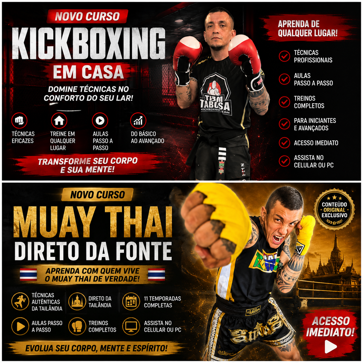 Coach: Fabio Tabosa muay thai e kickboxing Facebook ad: Do zero absoluto ao avançado, em casa, no seu ritmo
