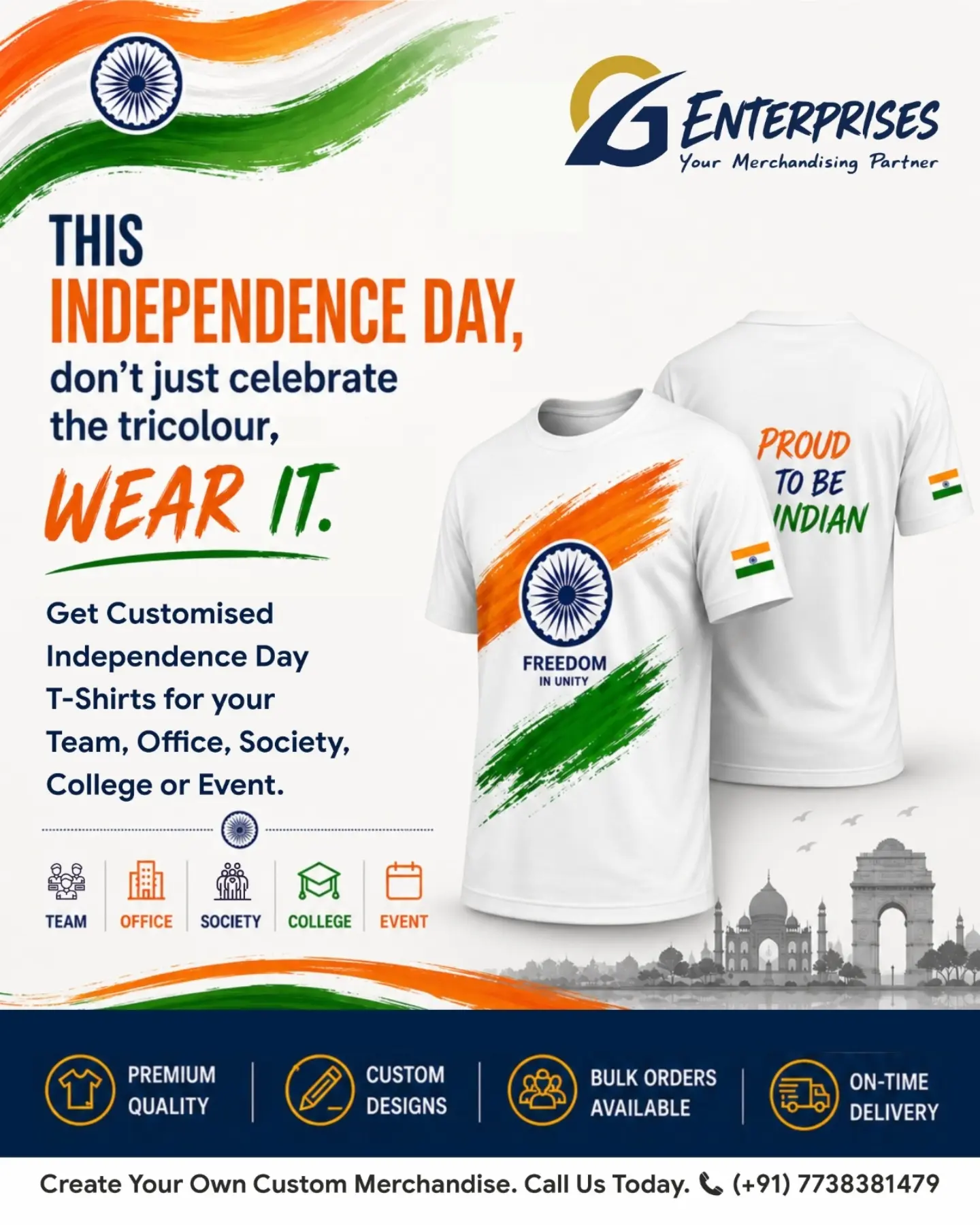 G Enterprises Facebook ad: This Independence Day, celebrate the spirit of India…