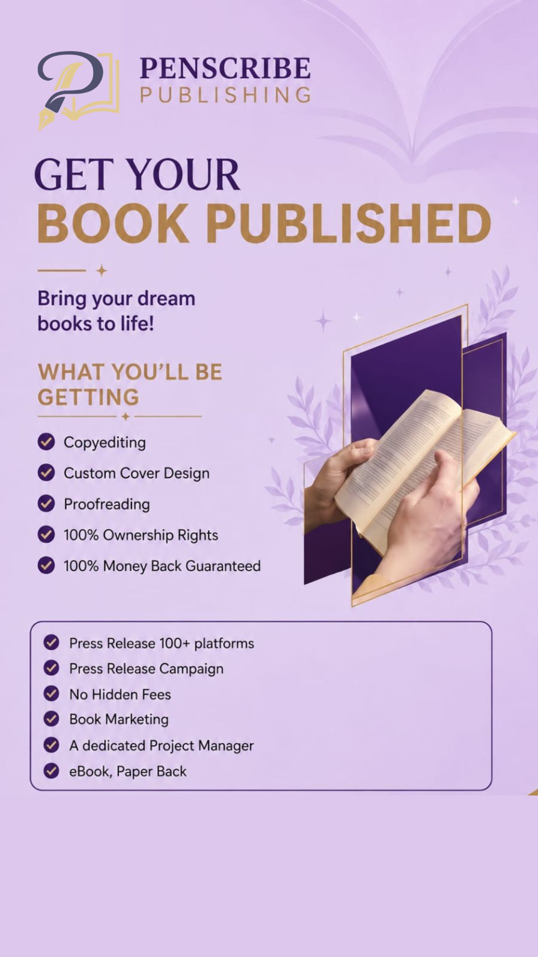 Penscribe Publishing Facebook ad: Publish Your Book With Ease