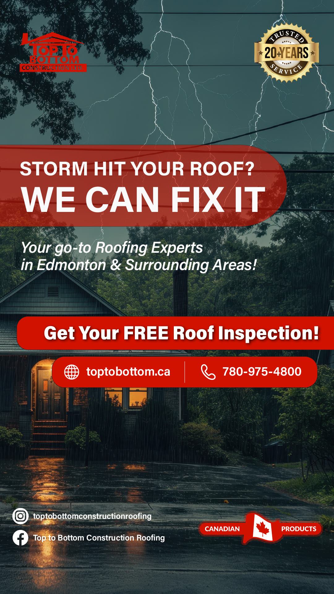 Top to Bottom Construction Roofing Facebook ad