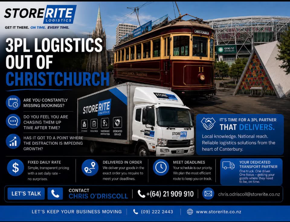 Store Rite Logistics Ltd Facebook ad: 3PL Logistics Provider NZ | Shipping Company | Store Rite…