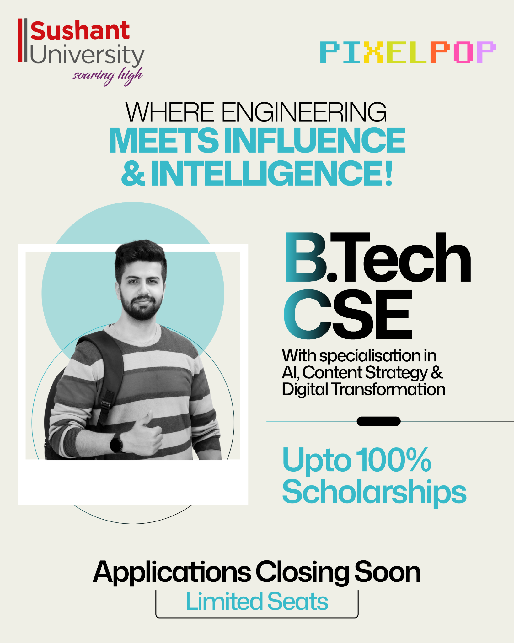 PixelPop Academy Facebook ad: Admissions Open | B.Tech CSE