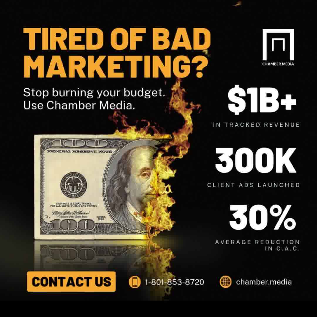CHAMBER.media Facebook ad: Trusted by Coca-Cola, Gillette, Lego, Ford, Google…
