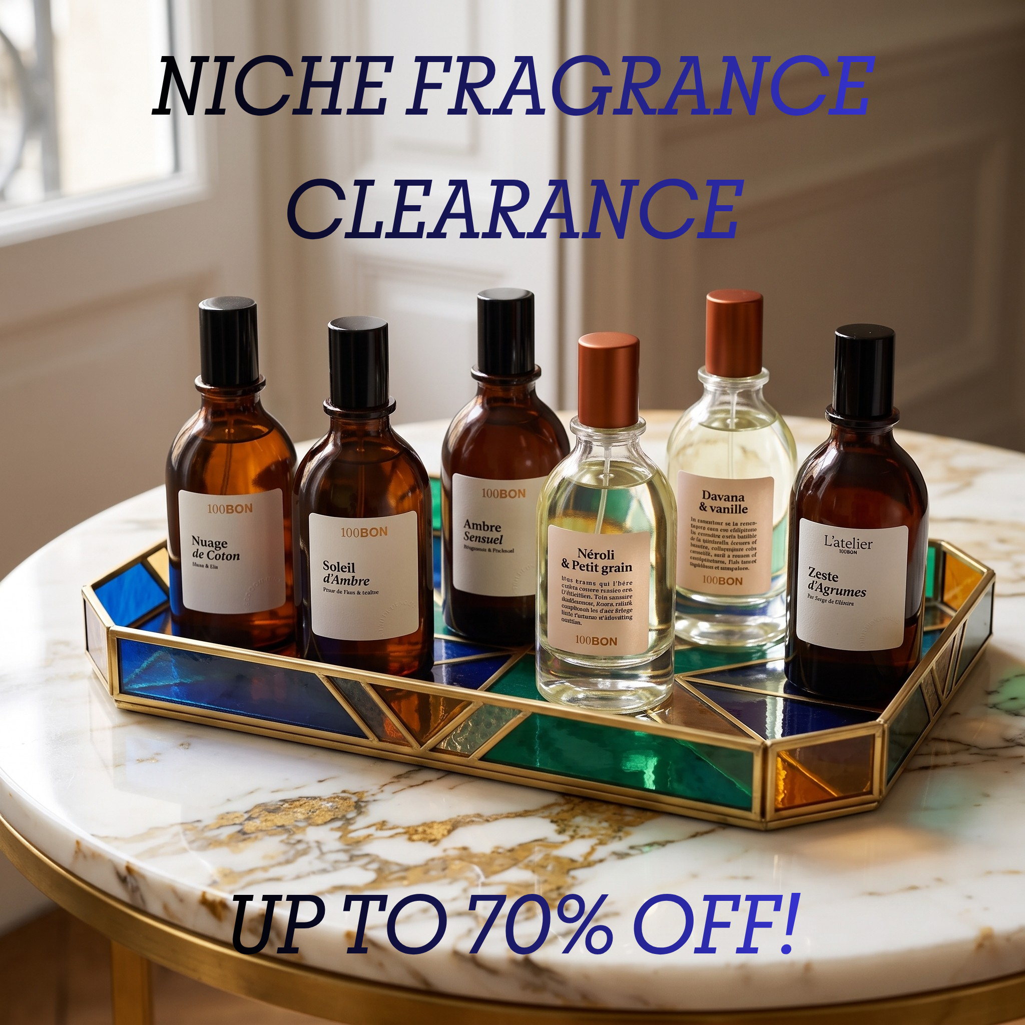 Fiole. Facebook ad: Niche Fragrance Clearance