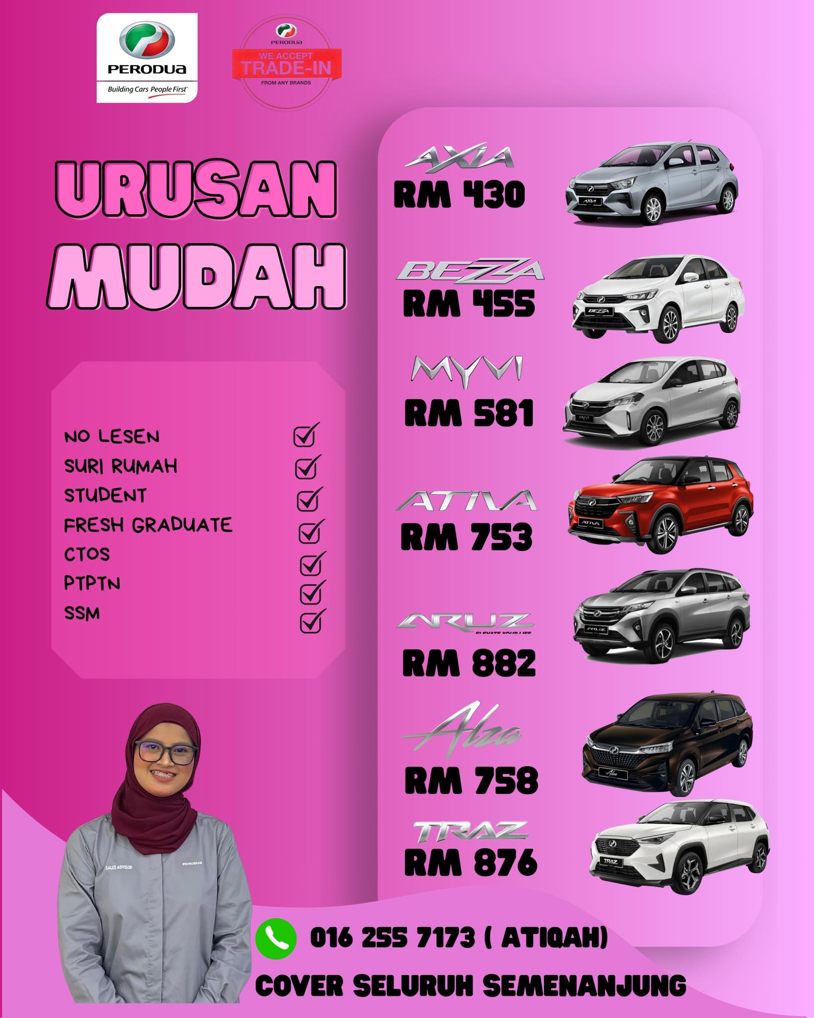 tiqa.perodua Facebook ad: URUSAN MUDAH BERSAMA tiqa.perodua