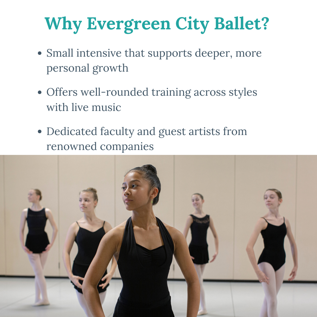 Evergreen City Ballet Facebook ad from Feb 28, 2026