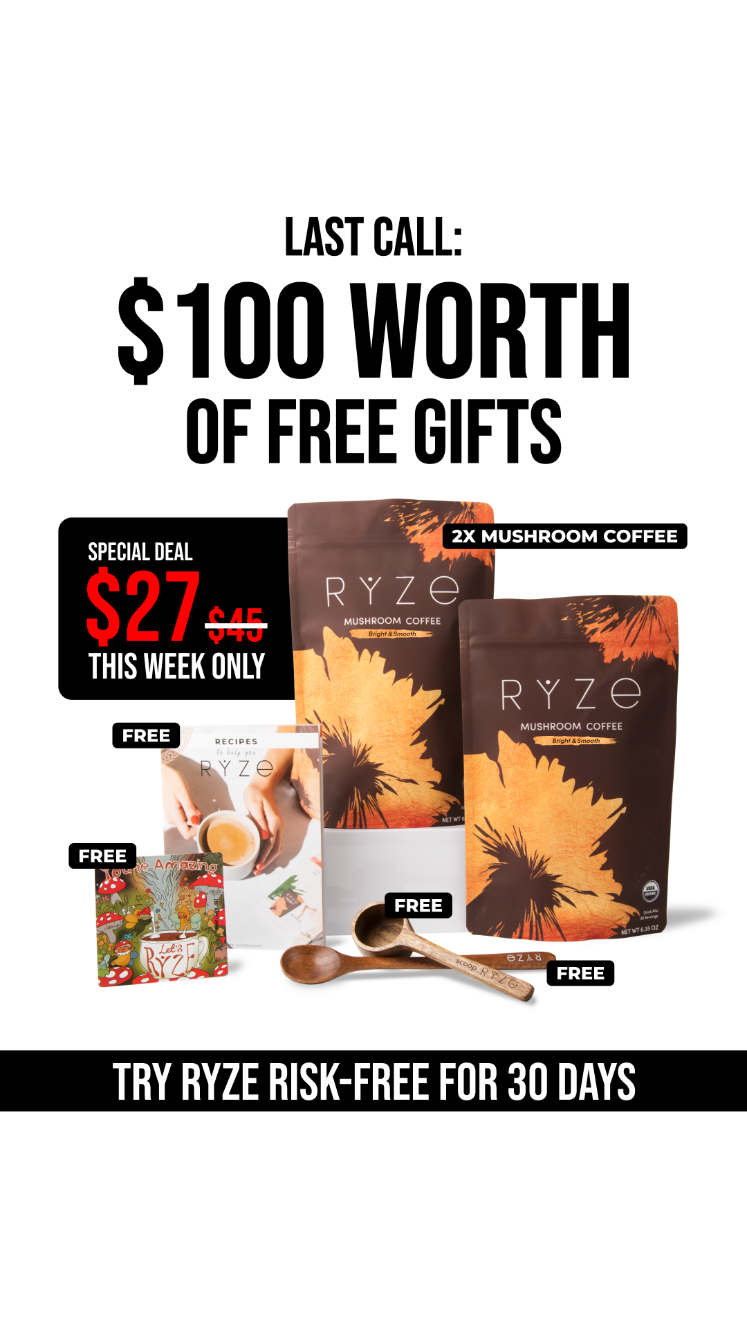 RYZE Superfoods Facebook ad