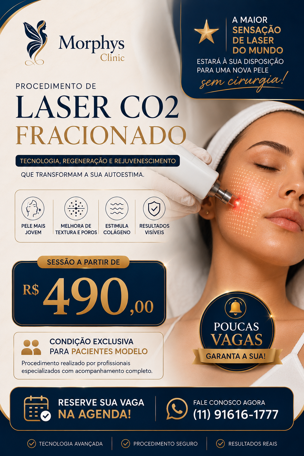 Morphys Clinic Facebook ad: Laser CO2 Fracionado a partir de R$490