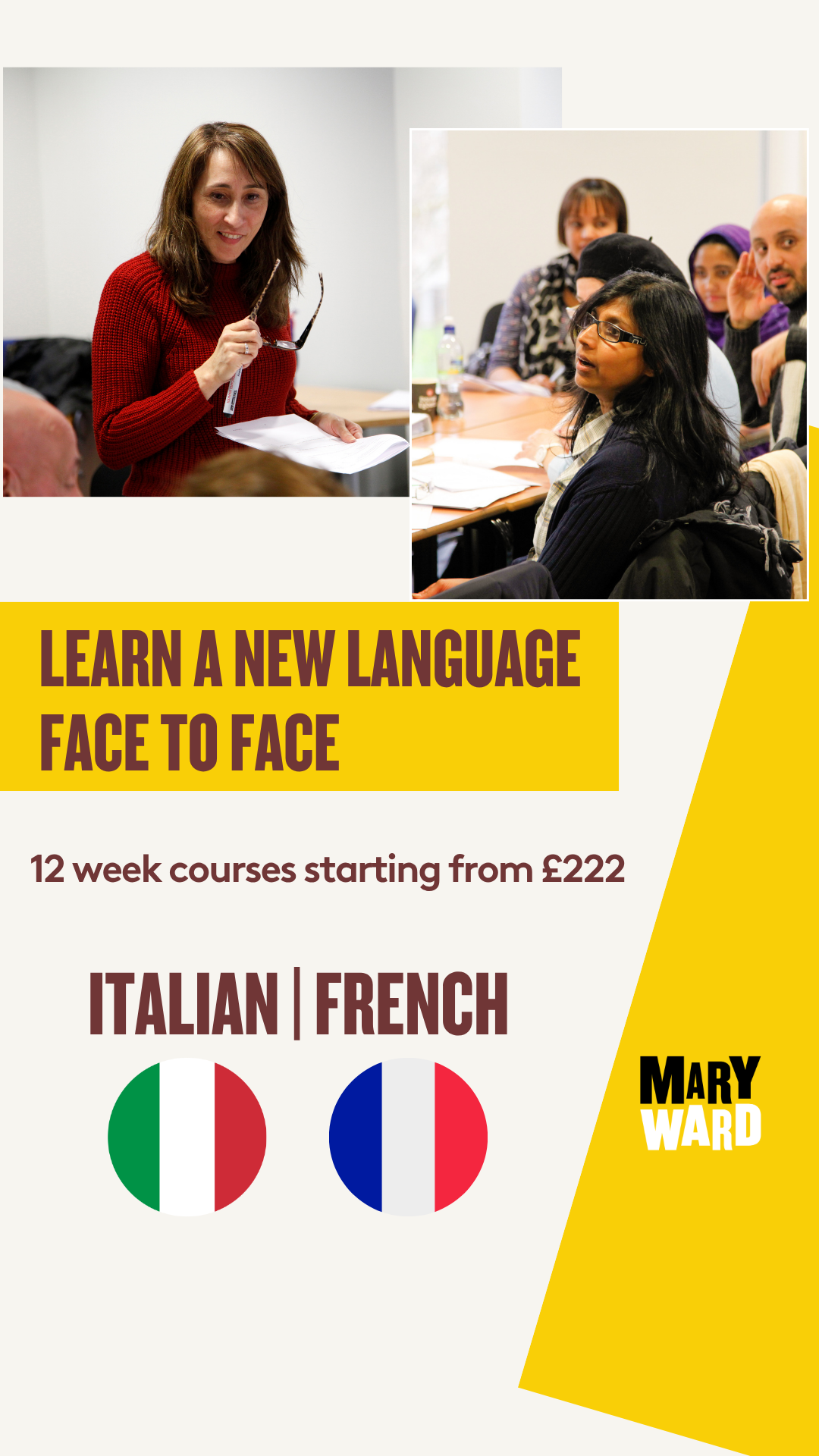 Mary Ward Centre - Changing Lives Together Facebook ad: Book Your Place Today!