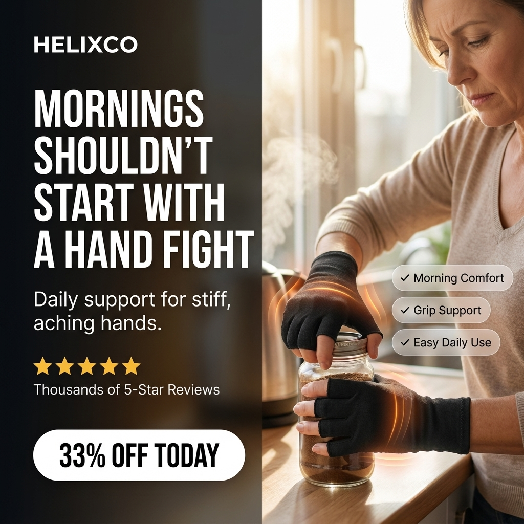 Helixco Facebook ad: Start Mornings With Easier Hands
