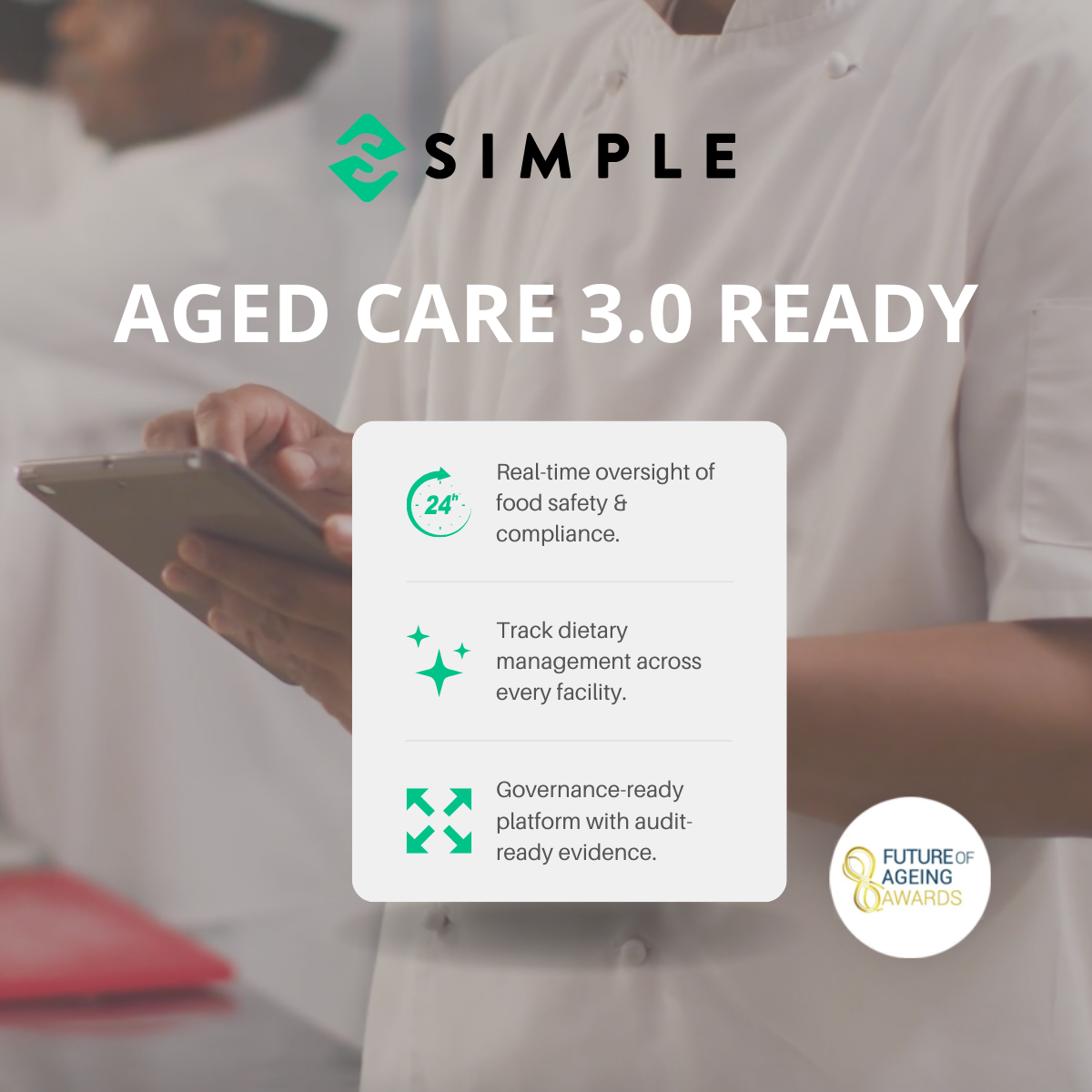 Simple Food App Facebook ad: Governance-Ready for Aged Care 3.0