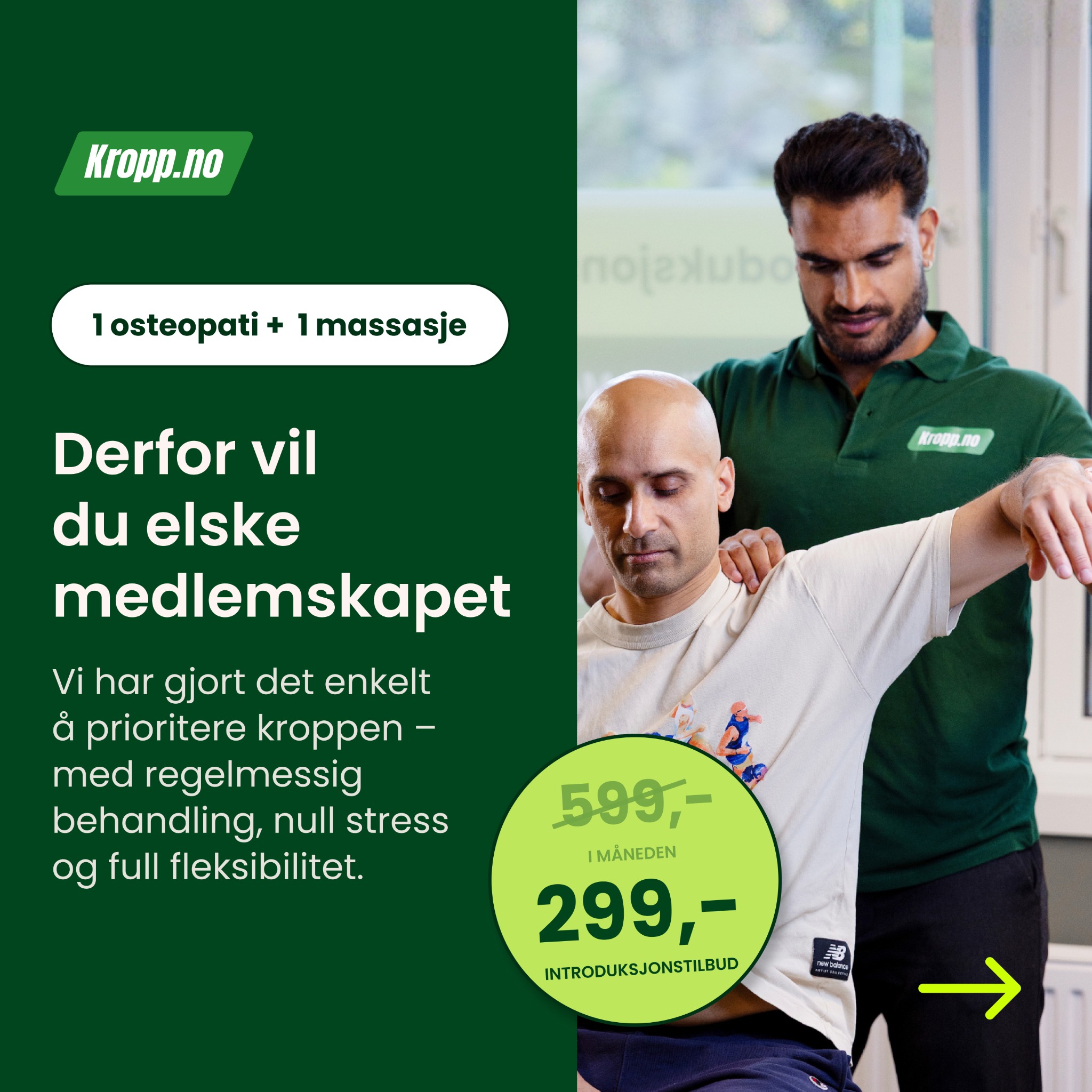 Kropp.no Facebook ad: Skaff deg et abonnement hos Kropp.no Osteopati og…