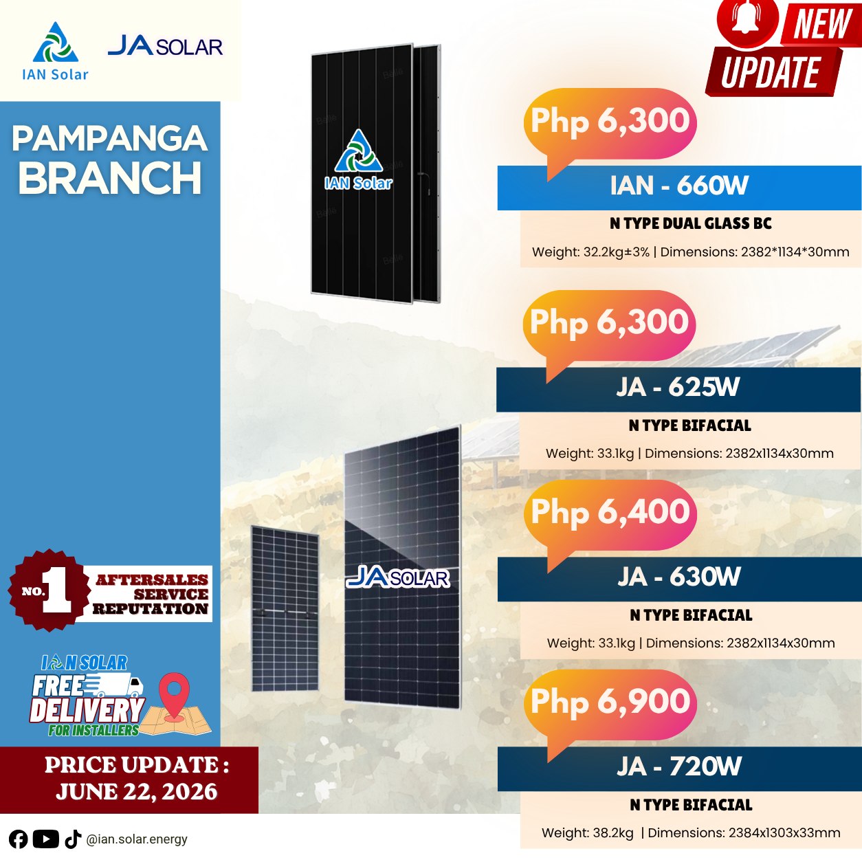 IAN Solar-Pampanga Facebook ad: NEW PRICE UPDATE IS HERE!