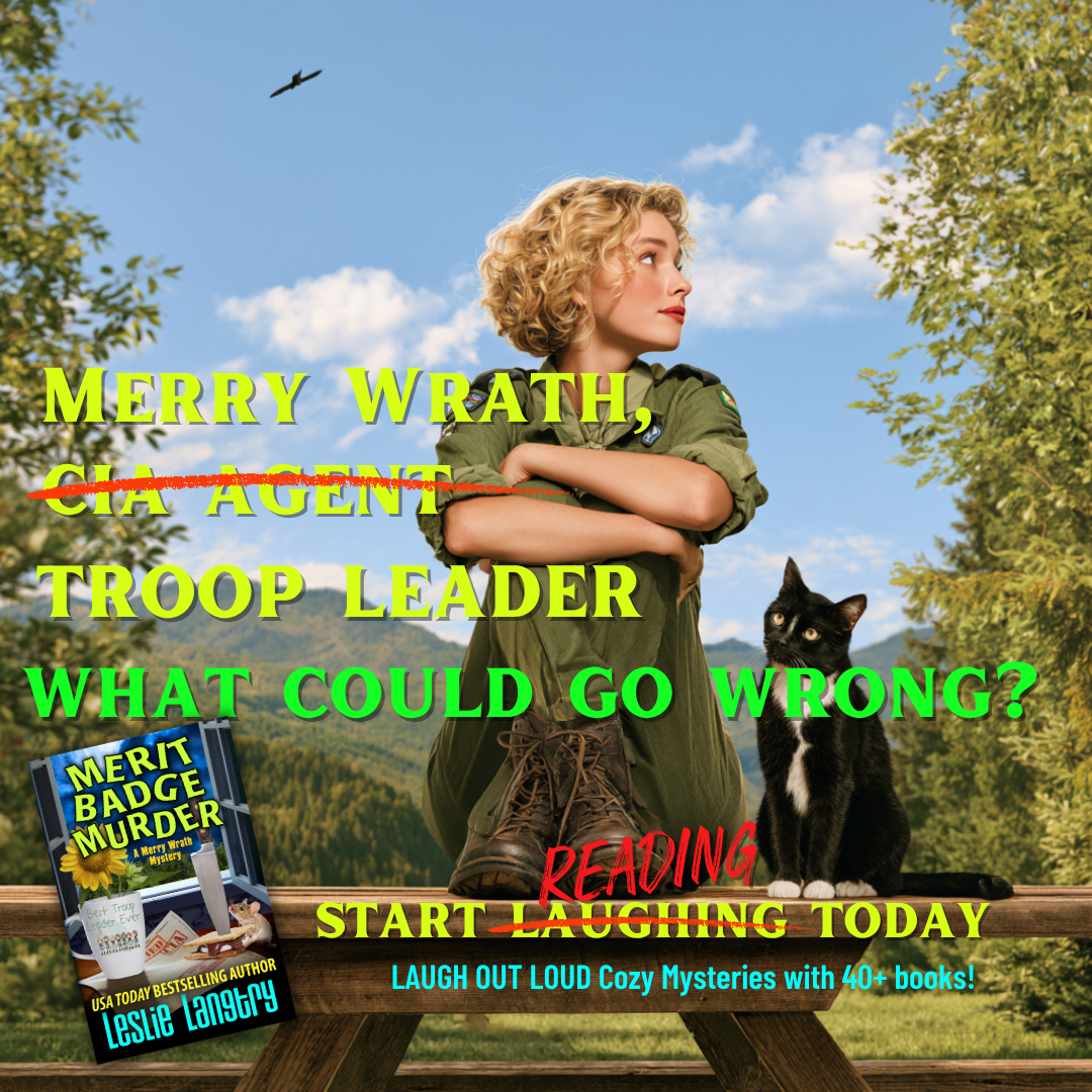 Leslie Langtry Facebook ad: LAUGH-OUT-LOUD Cozy Mystery!