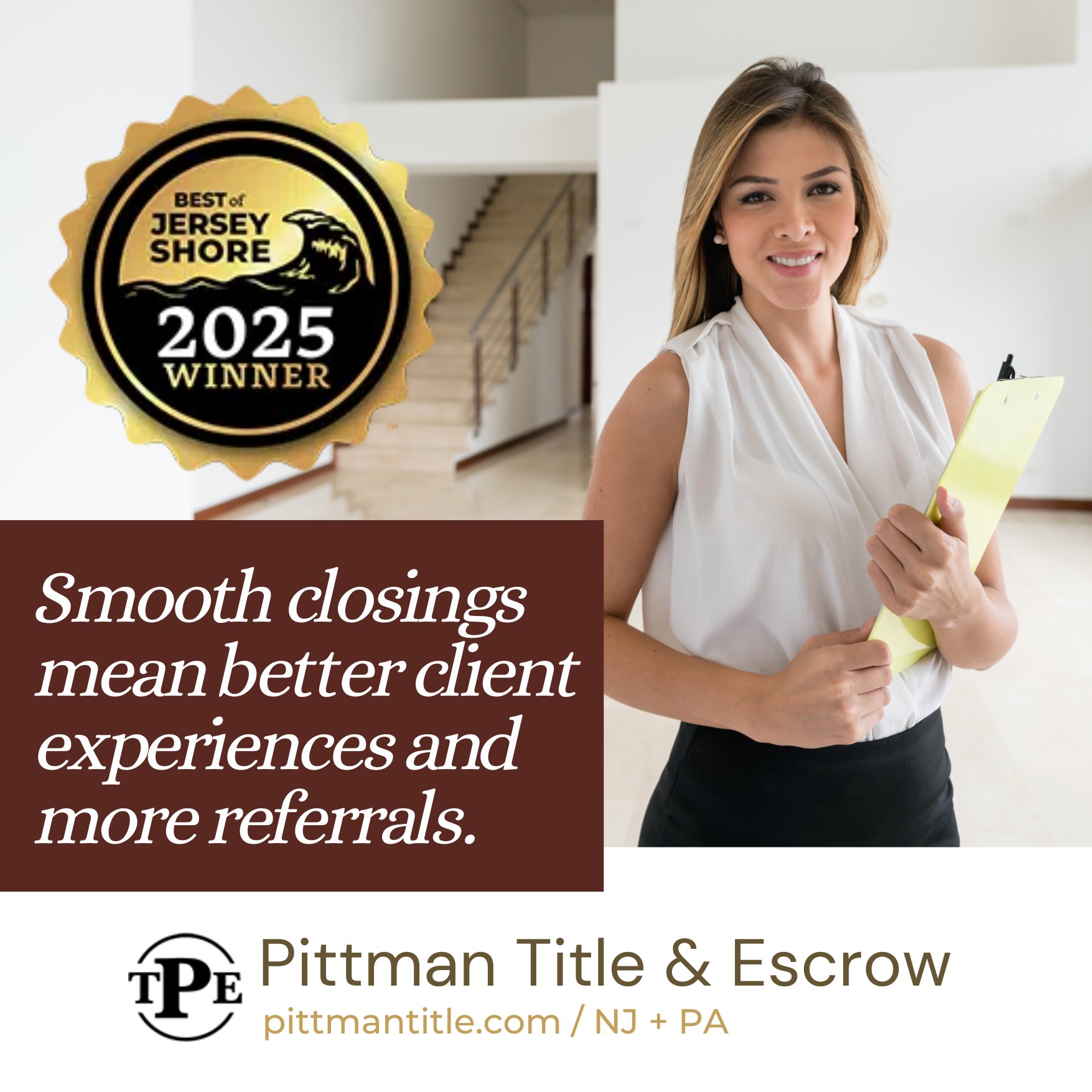 Pittman Title & Escrow Facebook ad: Close More Deals. Zero Stress.