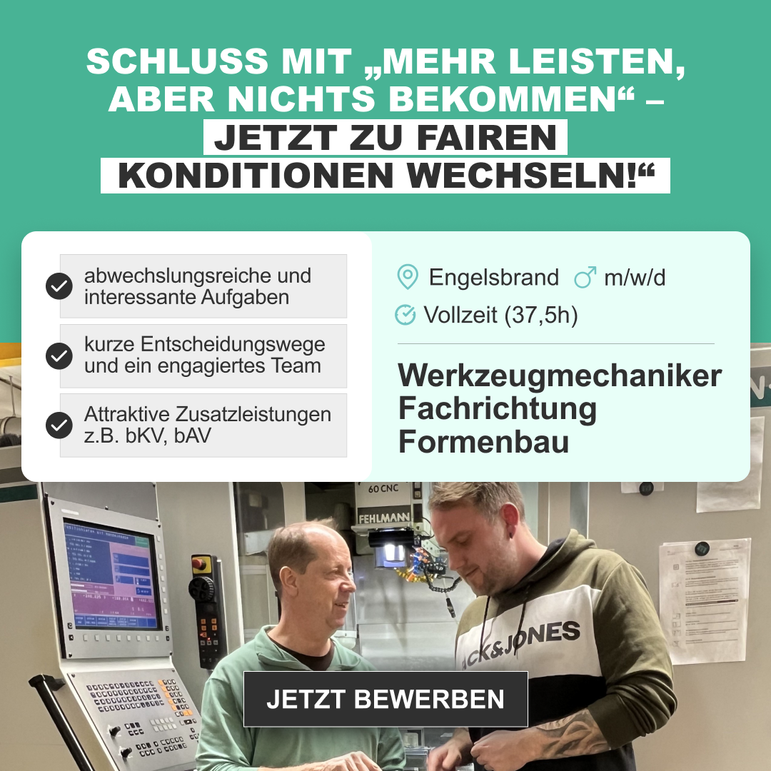 Keppler Feinmechanik Facebook ad: Werde unser Werkzeugmechaniker (m/w/d) im Formenbau!