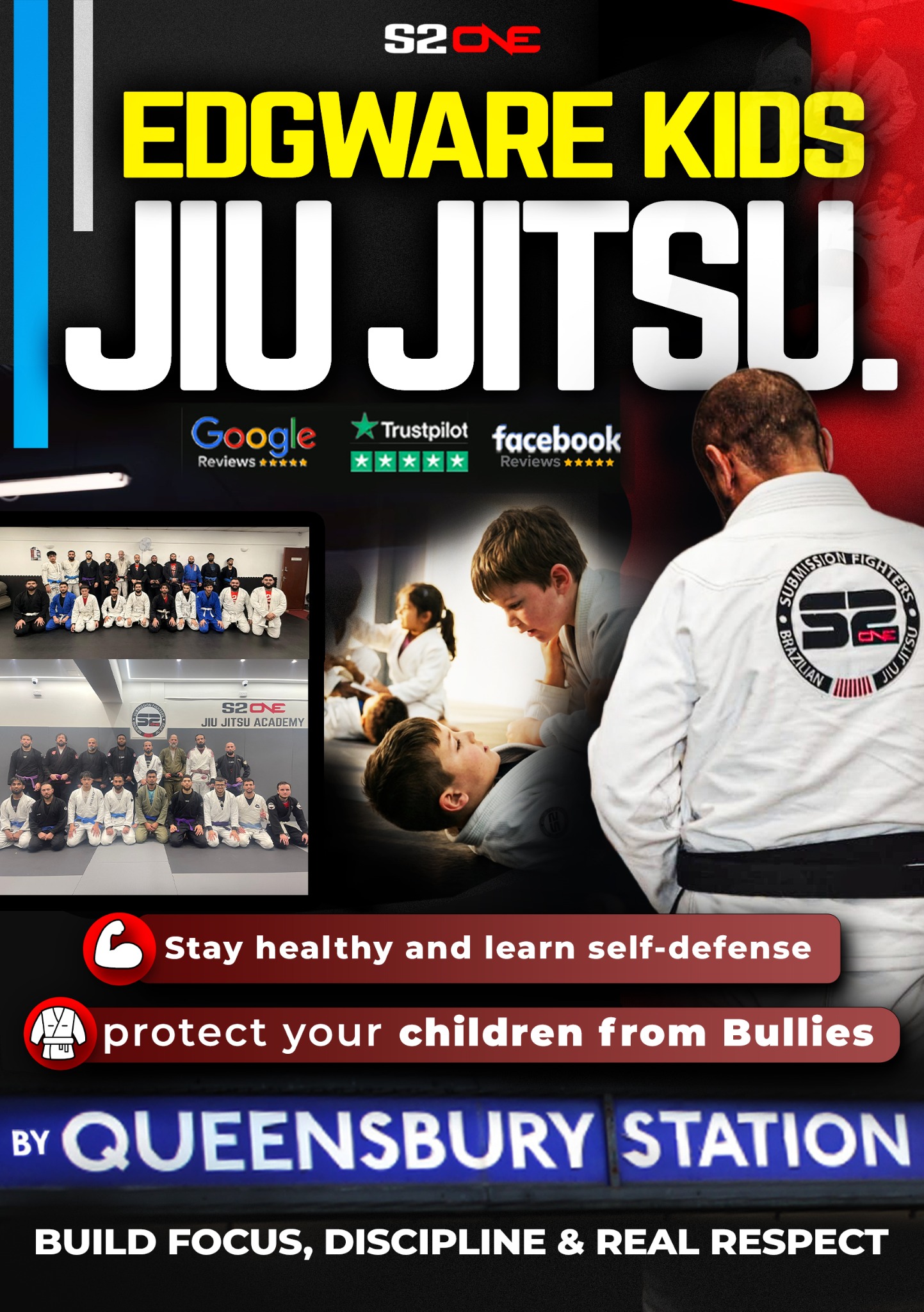 S2one Jiu Jitsu Academy Facebook ad: The Queensbury Gym Quietly Turning Screen Addicted Kids…