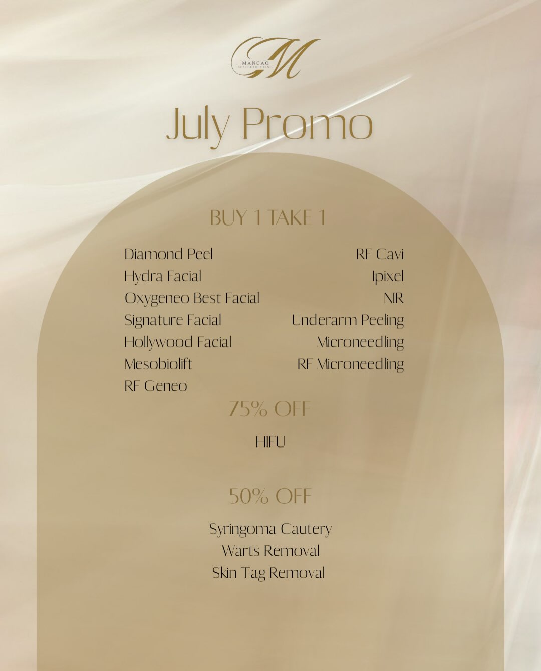 Mancao Aesthetic Clinic Facebook ad: Hello, July!