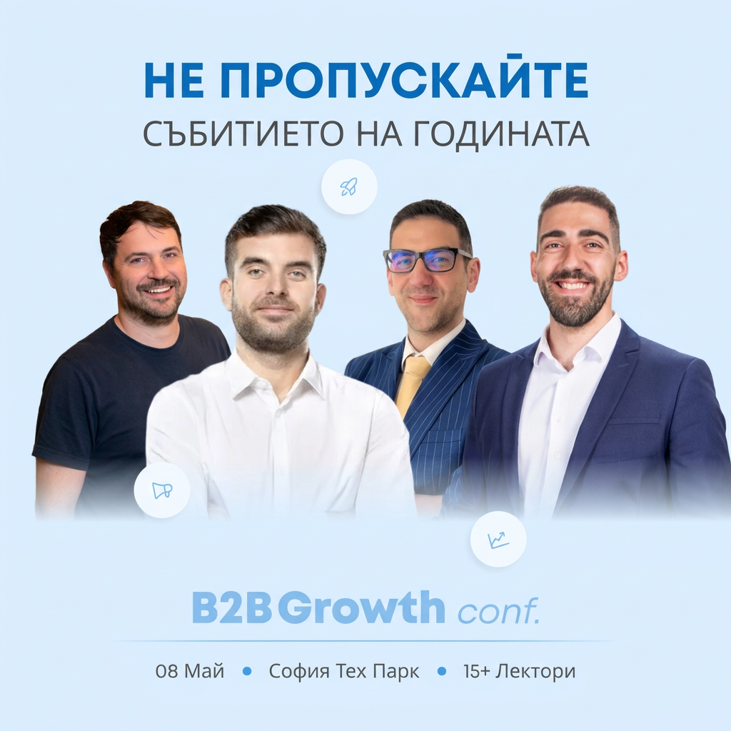 B2B Growth Conf Facebook ad: Запазете мястото си сега!