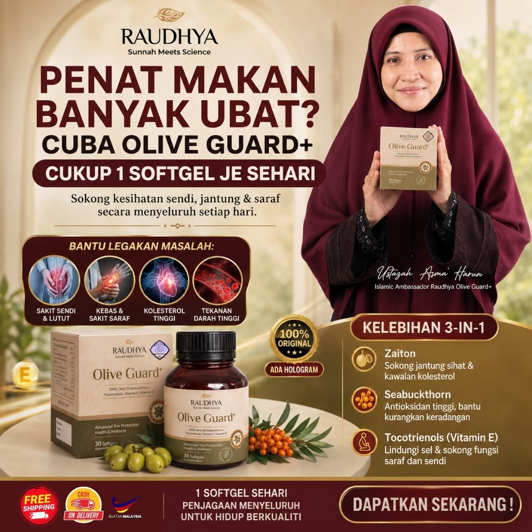 Asma Harun Wellness Raudhya Olive Guard Facebook ad: Dapatkan Olive Guard+ Original Hologram Disini >>