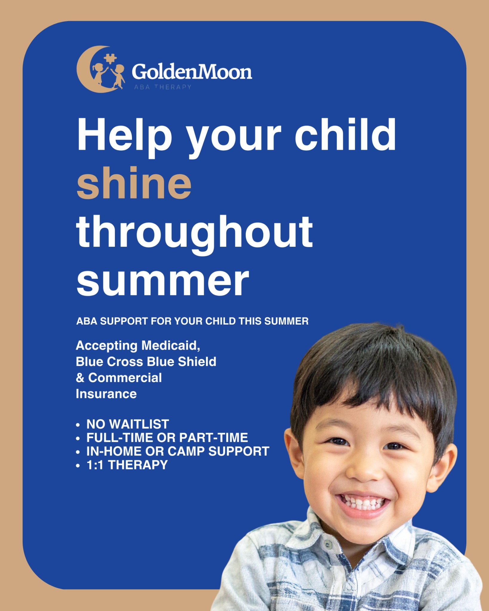 Golden Moon ABA Facebook ad: ABA Therapy Built Around Your Child