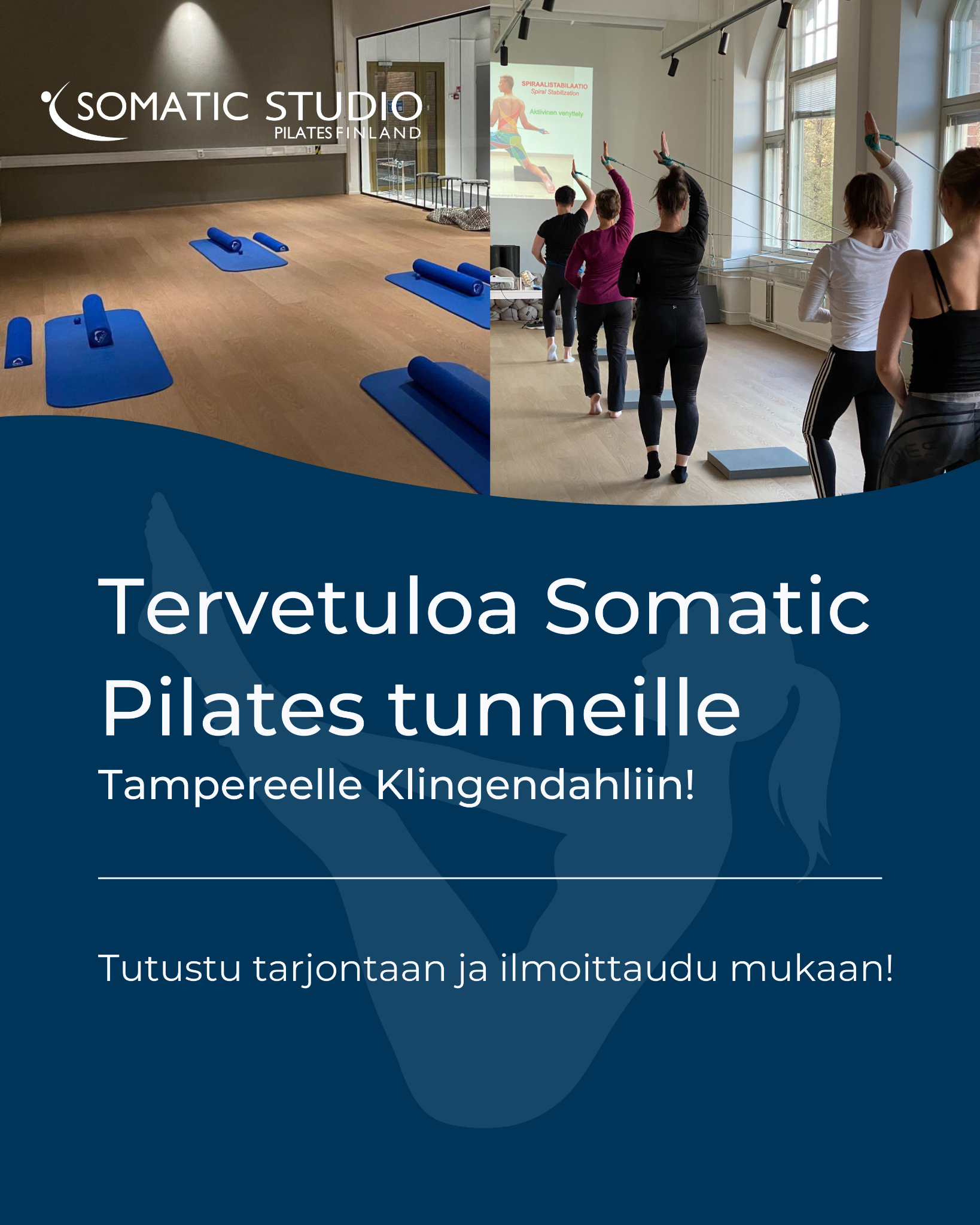 Somatic Studio Facebook ad: Tervetuloa Somatic Pilates tunneille