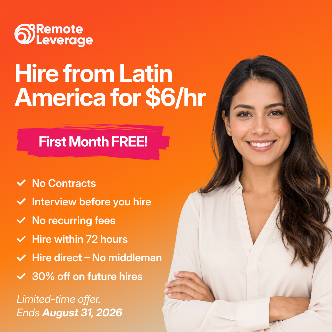 Remote Leverage Facebook ad: Outsource Today. We’ll Cover the First Month.