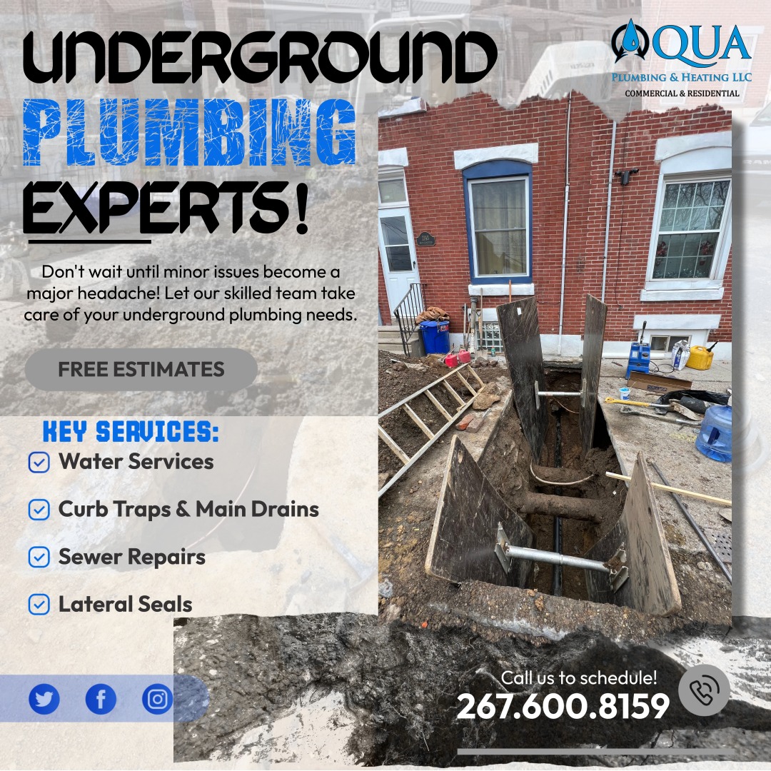 Aqua Plumbing & Heating LLC Facebook ad: Underground Plumbing Specialists You Can Trust!