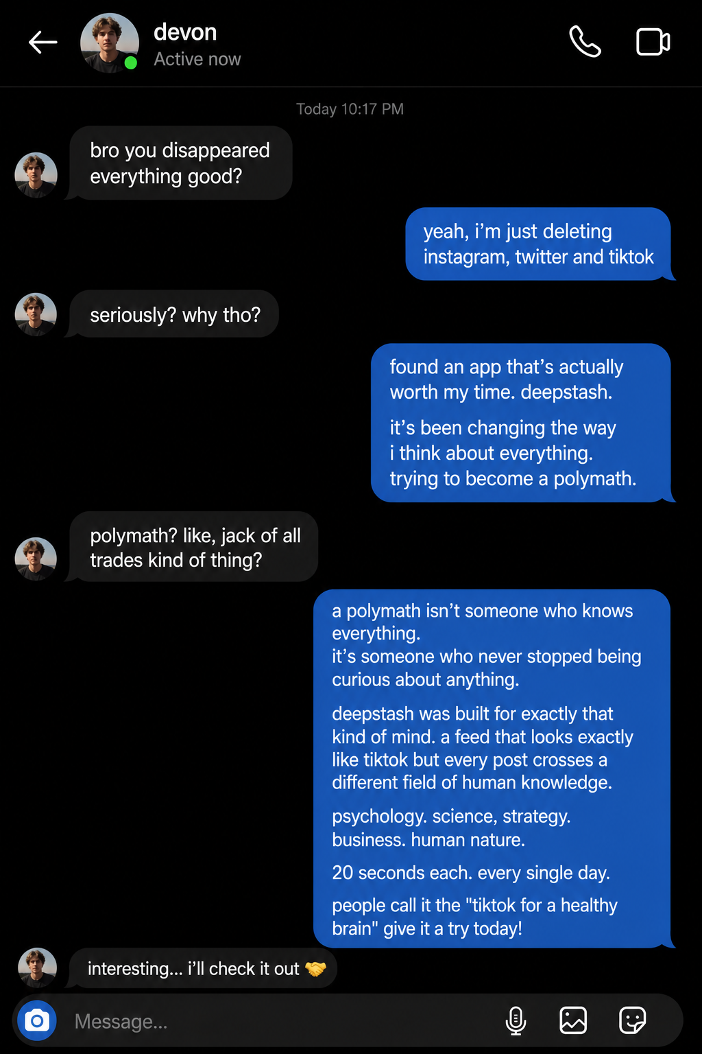Deepstash Facebook ad